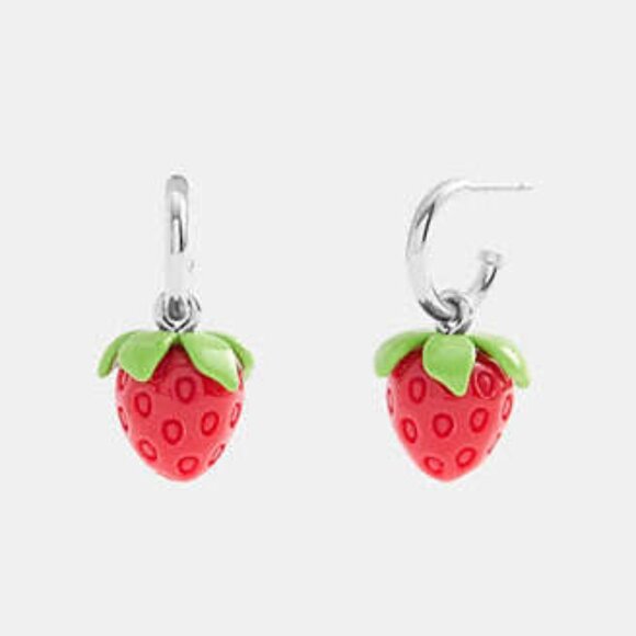 Coach Jewelry - Coach Strawberry Huggie Earrings NWT